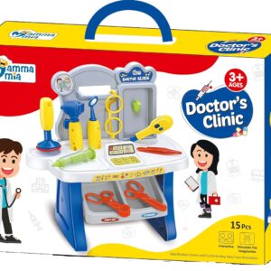 Mamma Mia Doctor Clinic Playset for Kids, with Foldable Suitcase for Kids, Doctor Kit Toy Set for Kids