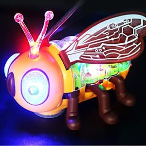 Peppy Pals Musical Lighting Bee Cogs Toy Car with 360 Degree Rotating 3D Lights and Music (Colour May Vary)