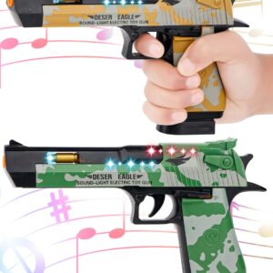 Light And Sound Police Army Style Pistol Gun Toy With Moving Top Loader Telescopic Barrel And Target Projection Effect, Desert Eagle Pistol (Pack of 1)
