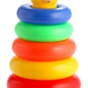Peppy Pals Plastic Baby Kids Teddy Stacking Ring Jumbo Stack Up Educational Toy 5 Assorted color Rings Tower Construction Toys