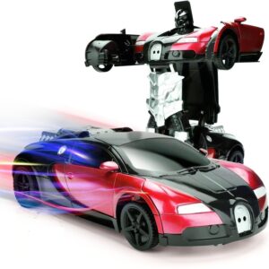 1:24 Scale Battery Operated Converting Car to Robot, Robot to Car Automatically, Light, Sound for Kids Indoor and Outdoor (Multicolor)