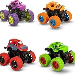 4X4 Mini Monster Friction Truck for Kids Boys Girls Age 3-8 360 Drift Stunt car, Push and Go forward Car Toys, (Pack of 2, Multicolor)