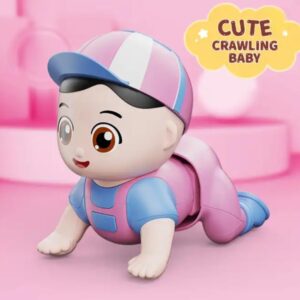 Musical Cute Baby Crawling Toys for Baby Boy, Talking Baby Toy for Babies Kids Boys & Girls (Blue, Yellow & Pink)