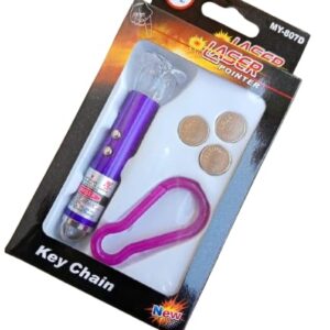 3 in 1 Laser Pointer, Small Laser Light for Kids and Key Chain Hook with 3 Button Size Cells, Multicolor,  Pack of 2