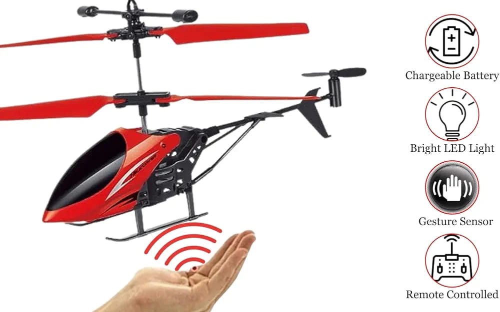 RC Helicopter for Kids - Hand Gravity Sensor, 3D Lights, Charging - Image 3