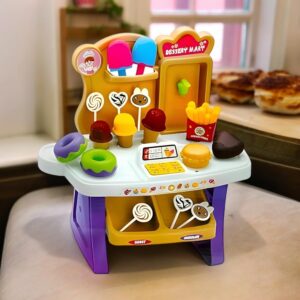 Mamma Mia Dessert Mart Mini Supermarket Shop, Candy Sweet Shopping Cart, Ice Cream Set Toy for Kids [Pack of 1, 19pcs]