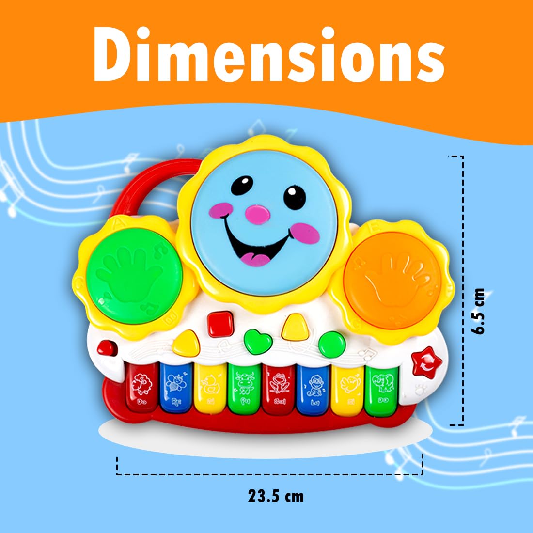 Musical Drum & Electronic Piano Keyboard Toy with Animals Sounds & Flash Light Effects Electronic Piano Keyboard Toy for Kids - Image 5