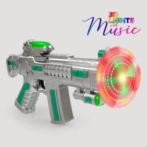 Musical Space Toy Gun for Kids with Ultra Sonic Laser Light Feature & Colorful 3D Light Effects & Music LED Fan Vibration System
