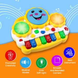 Musical Drum & Electronic Piano Keyboard Toy with Animals Sounds & Flash Light Effects  Electronic Piano Keyboard Toy for Kids