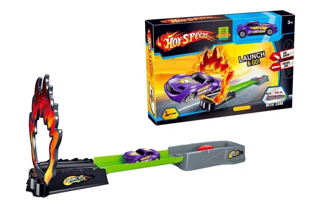 Peppy Pals High Speed Powerful Launch Way Racing Car Launcher Set with 1 Die Cast Metal top speed Stunt Car for Kids.(Multicolor)