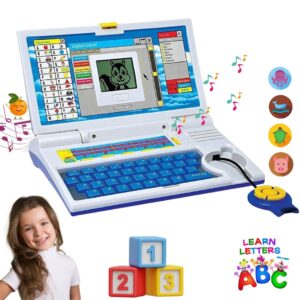Peppy Pals Plug & Play English Learner Educational Laptop Toy with 20 Learning & Playing Activities, Dual Power Supply Source - Micro USB Cable(Included) & 3xAA Battery(Not Included)