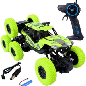 Peppy Pals 8 Wheel Rock Crawler RC Car, Remote Control Monster Truck Stunt 1:18 Scale 2.4GHZ 4WD Toys for 5 Years Old Kids (Multicolor)