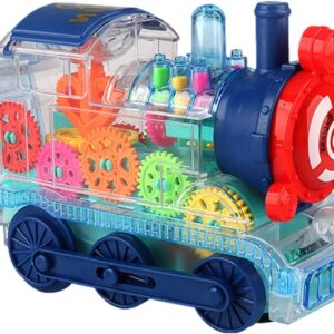Peppy Pals Gear Train Toys | Locomotive Gear Toy with Colorful Lights | Transparent Sensory Toy Train Birthday Gift for 4-6 Years Old Kids Girls Boys
