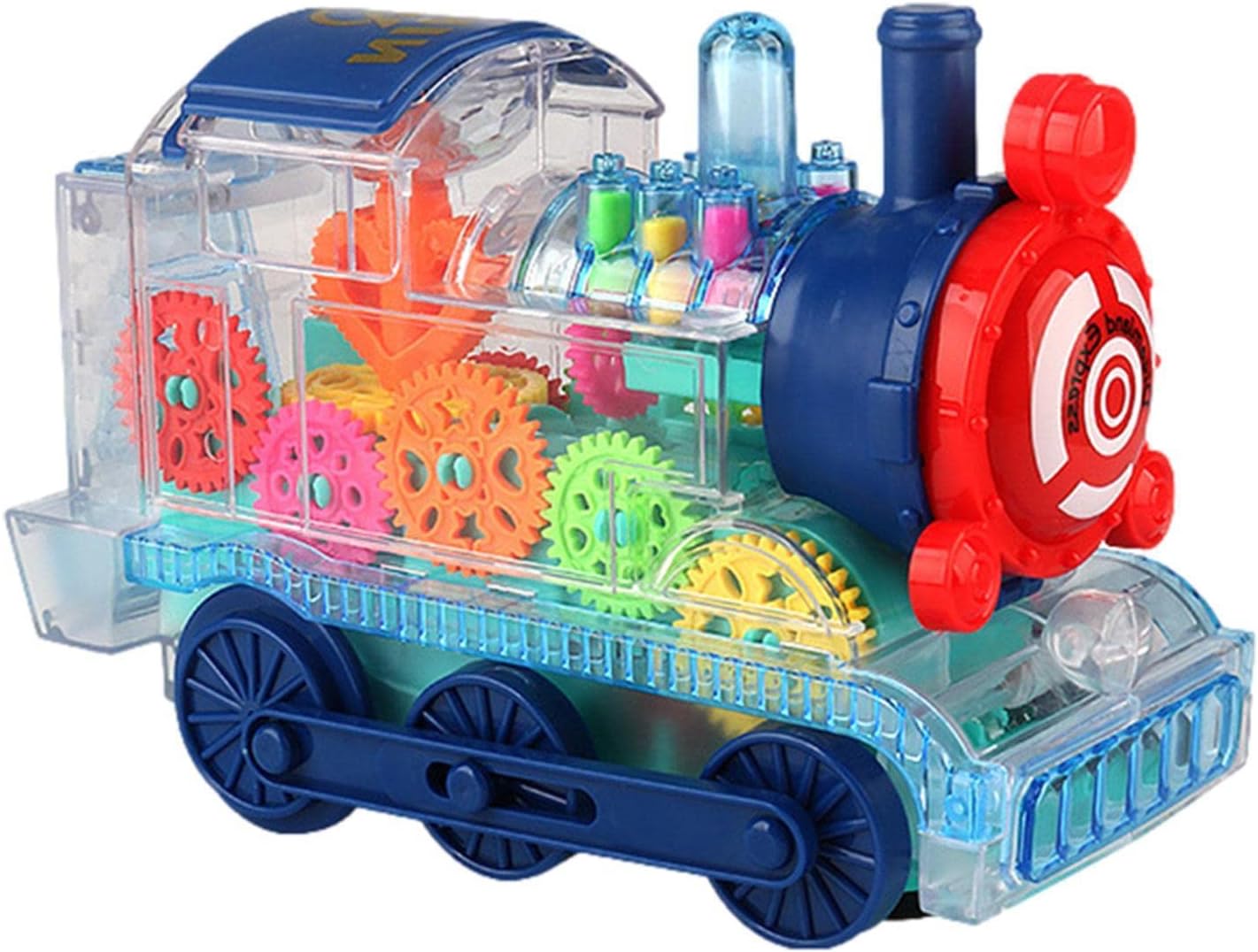 Peppy Pals Gear Train Toys | Locomotive Gear Toy with Colorful Lights | Transparent Sensory Toy Train Birthday Gift for 4-6 Years Old Kids Girls Boys