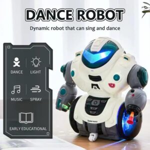 Peppy Pals Dancing Singing Walking Talking Sliding Robot with Colorful LED and Spray, Electronic Toys Interactive Early Educational Robot Toys