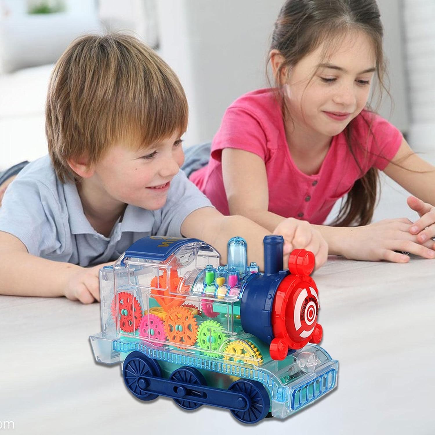 Peppy Pals Gear Train Toys | Locomotive Gear Toy with Colorful Lights | Transparent Sensory Toy Train Birthday Gift for 4-6 Years Old Kids Girls Boys - Image 2