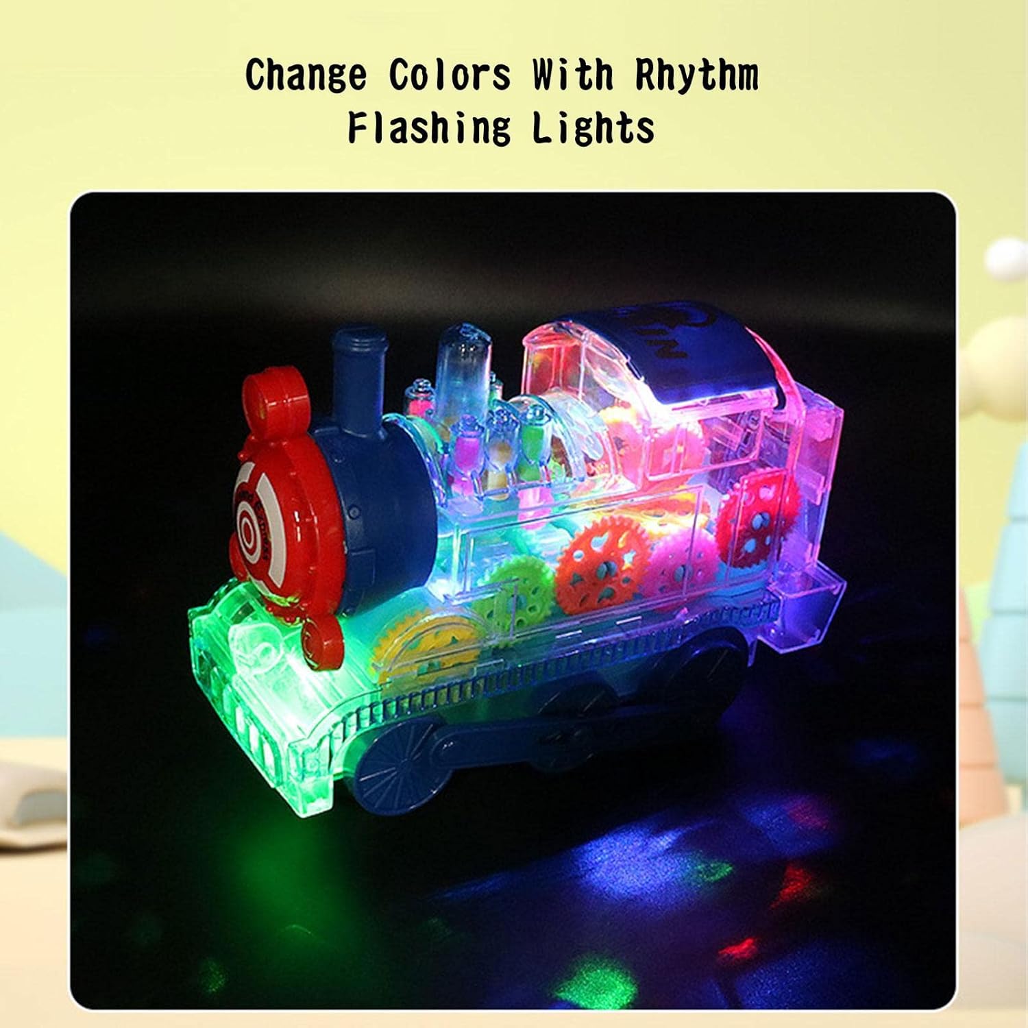Peppy Pals Gear Train Toys | Locomotive Gear Toy with Colorful Lights | Transparent Sensory Toy Train Birthday Gift for 4-6 Years Old Kids Girls Boys - Image 3