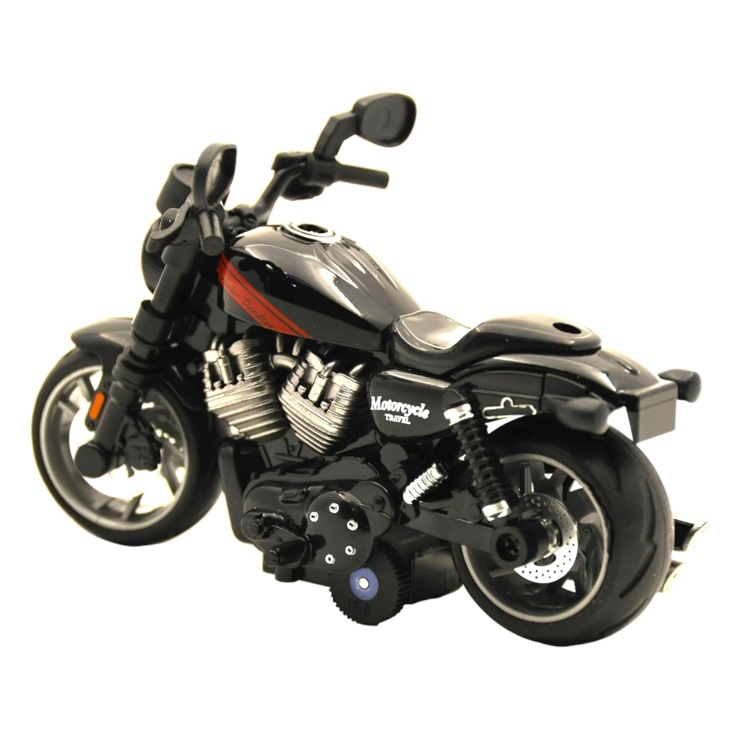Peppy Pals Diecast Motorcycle Toy Bike 1:14 Scale Model,Pull Back Vehicles Alloy Simulation Superbike - Black and Red - Image 5