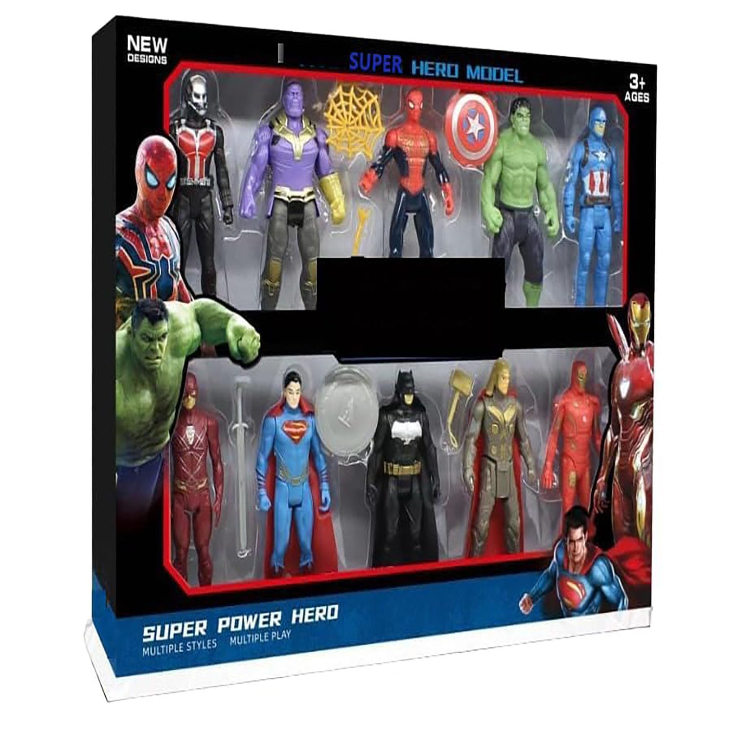 Peppy Pals Superhero Action Figure Toys in Superheroes Set of 10 Figures Toy for Kids (Set of 10 Action Figures) - Image 2
